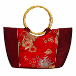 Tasche aus Seide mit Bambushenkel, Handtaschen, Asiatisch, 6809